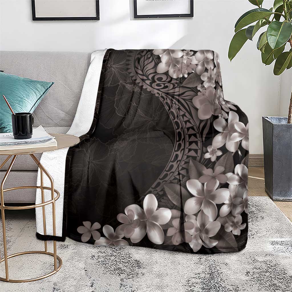 Hawaiian Plumeria-Polynesian Art Tattoo Grayscale Color Blanket LT03 - Polynesian Pride