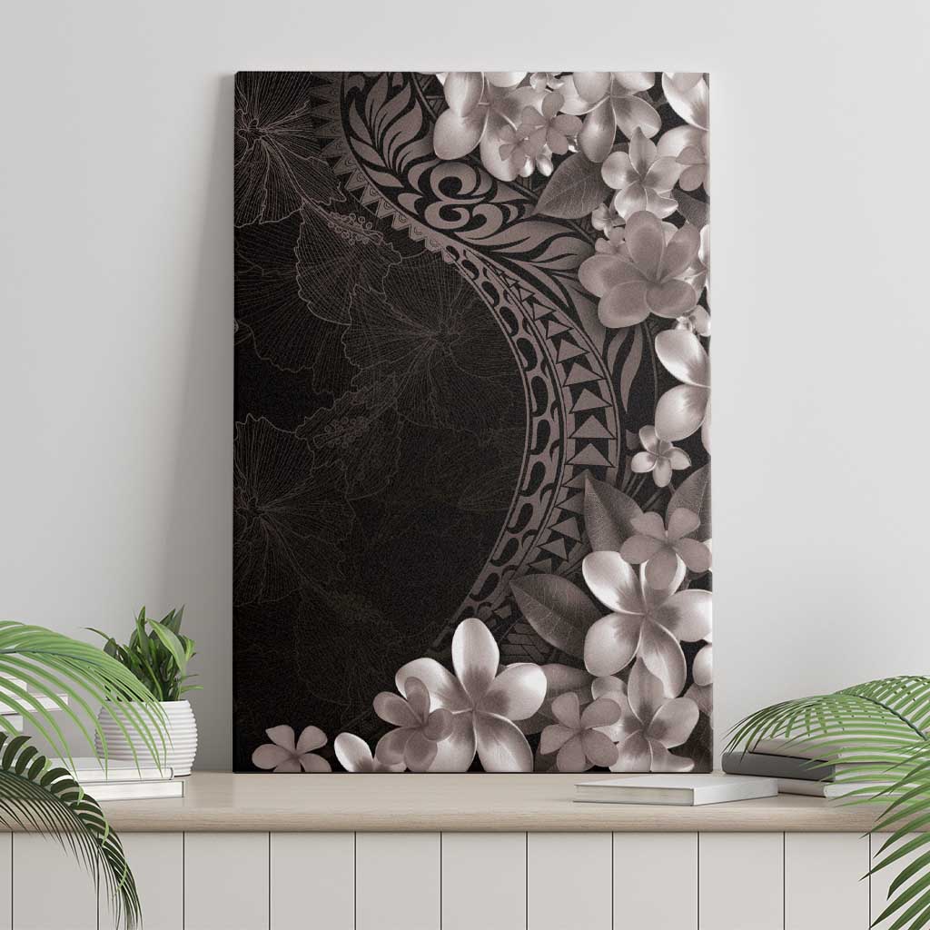 Hawaiian Plumeria-Polynesian Art Tattoo Grayscale Color Canvas Wall Art LT03 - Polynesian Pride