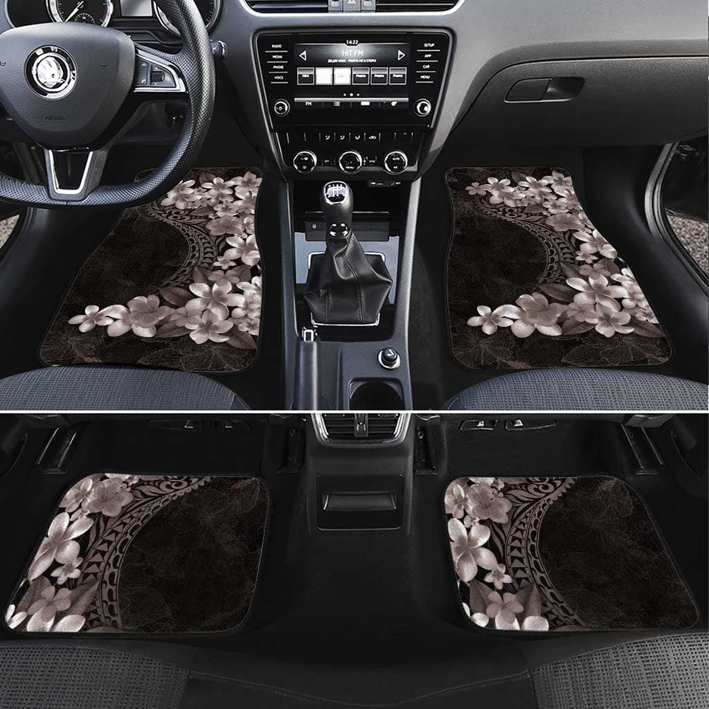 Hawaiian Plumeria-Polynesian Art Tattoo Grayscale Color Car Mats