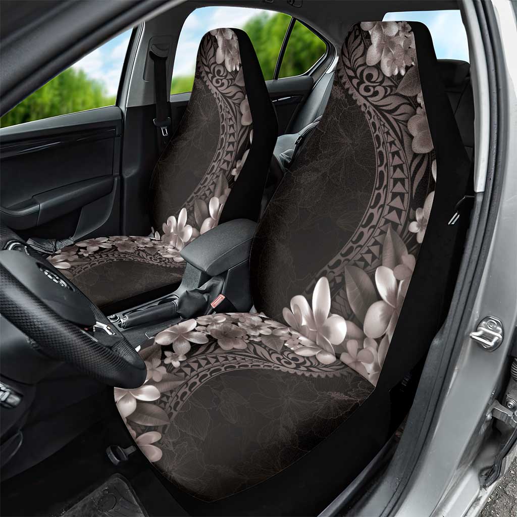 Hawaiian Plumeria-Polynesian Art Tattoo Grayscale Color Car Seat Cover