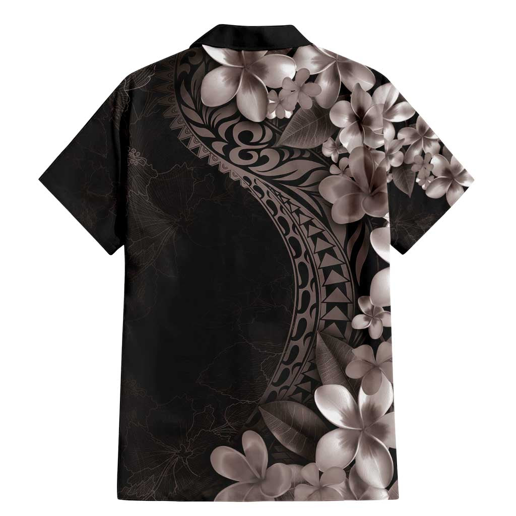 Hawaiian Plumeria-Polynesian Art Tattoo Grayscale Color Family Matching Mermaid Dress and Hawaiian Shirt