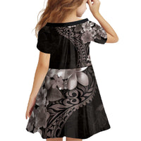 Hawaiian Plumeria-Polynesian Art Tattoo Grayscale Color Family Matching Off The Shoulder Long Sleeve Dress and Hawaiian Shirt