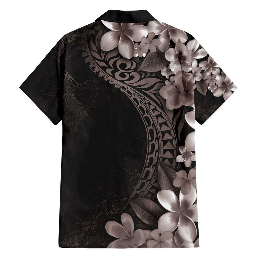 Hawaiian Plumeria-Polynesian Art Tattoo Grayscale Color Family Matching Tank Maxi Dress and Hawaiian Shirt