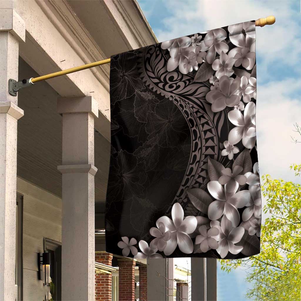 Hawaiian Plumeria-Polynesian Art Tattoo Grayscale Color Garden Flag LT03 House Flag Gray - Polynesian Pride