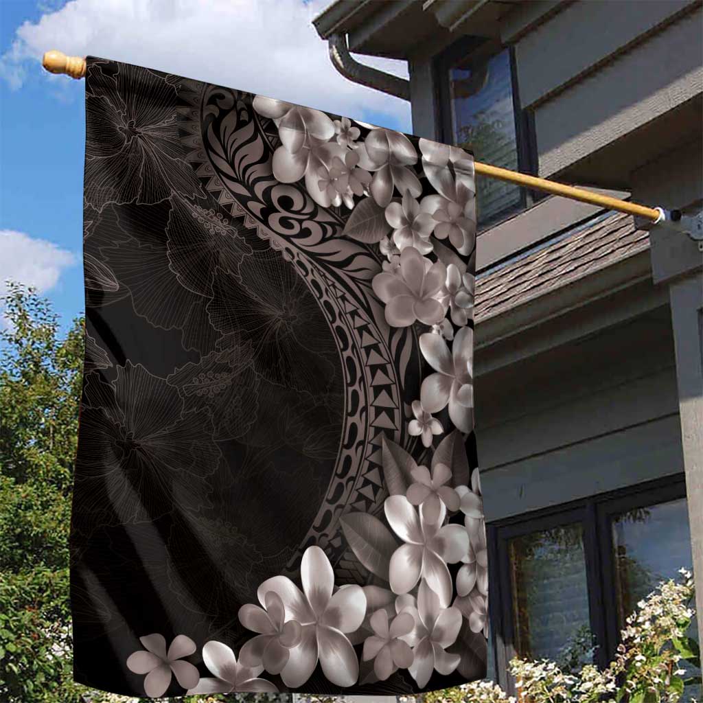 Hawaiian Plumeria-Polynesian Art Tattoo Grayscale Color Garden Flag LT03 - Polynesian Pride