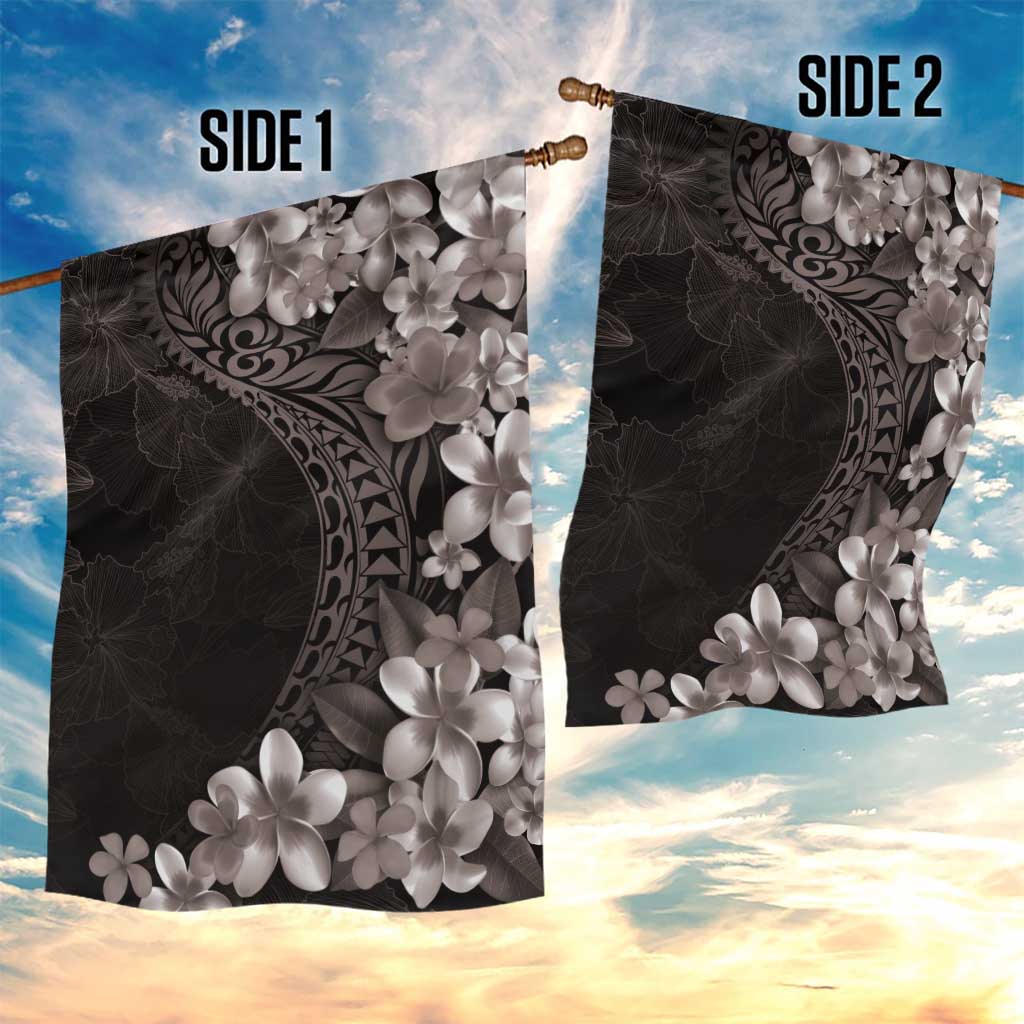 Hawaiian Plumeria-Polynesian Art Tattoo Grayscale Color Garden Flag LT03 - Polynesian Pride