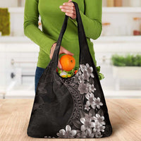 Hawaiian Plumeria-Polynesian Art Tattoo Grayscale Color Grocery Bag
