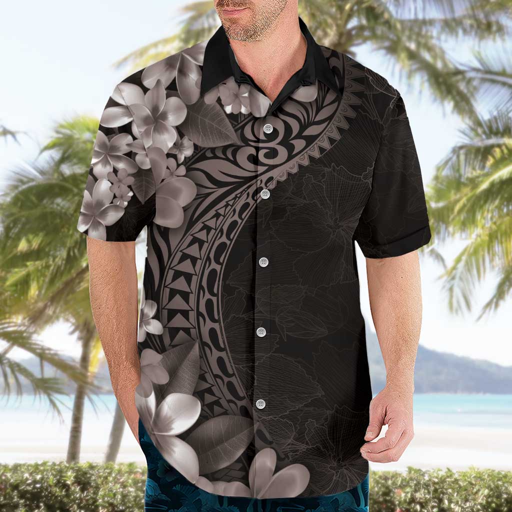 Hawaiian Plumeria-Polynesian Art Tattoo Grayscale Color Hawaiian Shirt LT03 - Polynesian Pride