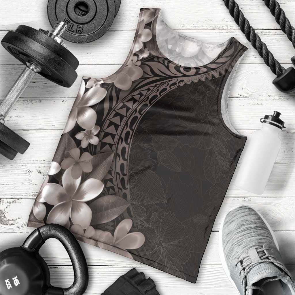 Hawaiian Plumeria-Polynesian Art Tattoo Grayscale Color Men Tank Top LT03 - Polynesian Pride
