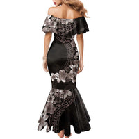 Hawaiian Plumeria-Polynesian Art Tattoo Grayscale Color Mermaid Dress