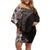 Hawaiian Plumeria-Polynesian Art Tattoo Grayscale Color Off Shoulder Short Dress