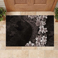 Hawaiian Plumeria-Polynesian Art Tattoo Grayscale Color Rubber Doormat LT03 Gray - Polynesian Pride