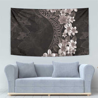 Hawaiian Plumeria-Polynesian Art Tattoo Grayscale Color Tapestry