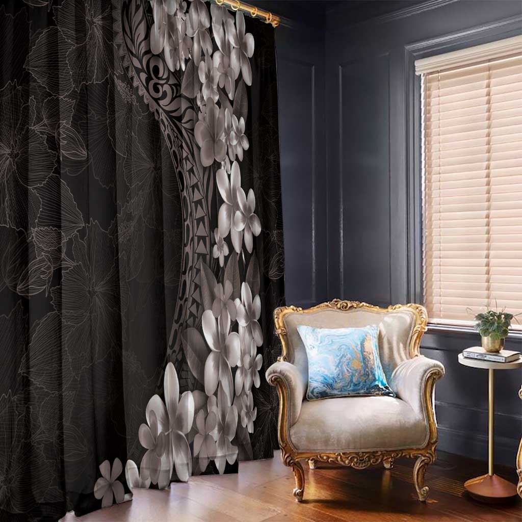 Hawaiian Plumeria-Polynesian Art Tattoo Grayscale Color Window Curtain LT03 - Polynesian Pride