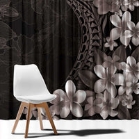 Hawaiian Plumeria-Polynesian Art Tattoo Grayscale Color Window Curtain LT03 - Polynesian Pride