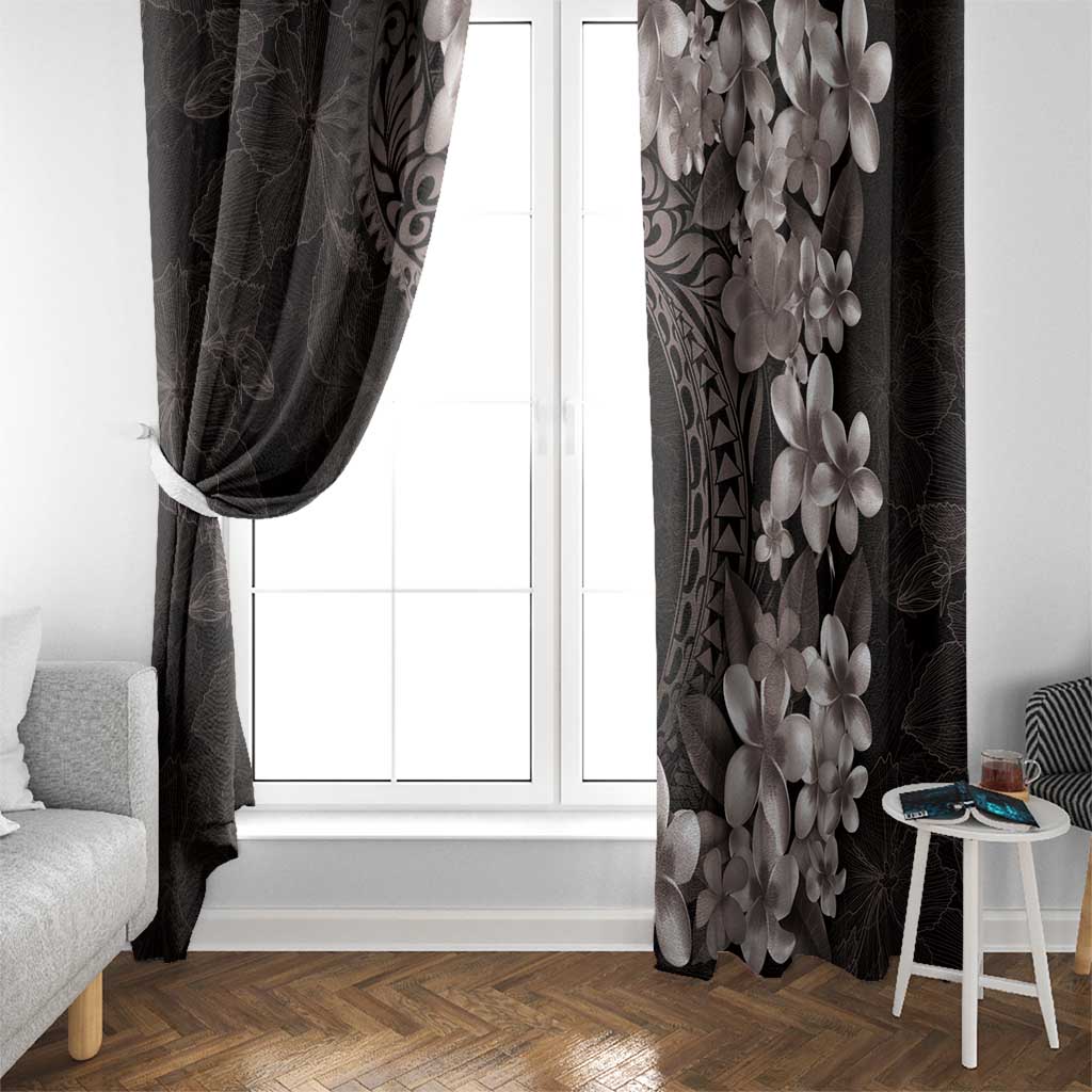 Hawaiian Plumeria-Polynesian Art Tattoo Grayscale Color Window Curtain LT03 - Polynesian Pride