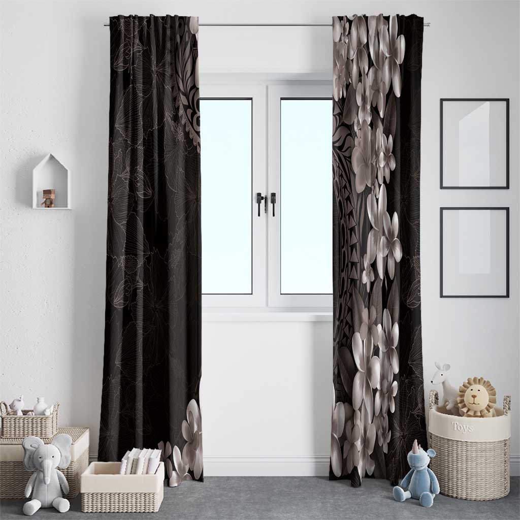 Hawaiian Plumeria-Polynesian Art Tattoo Grayscale Color Window Curtain LT03 - Polynesian Pride