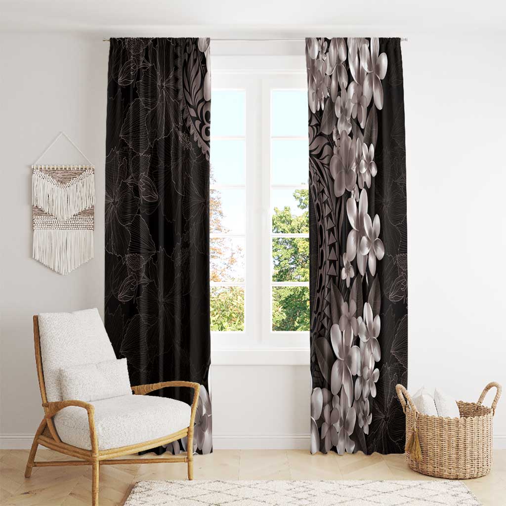 Hawaiian Plumeria-Polynesian Art Tattoo Grayscale Color Window Curtain LT03 - Polynesian Pride