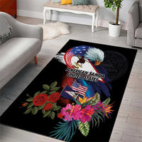 American Samoa and United States Together Area Rug National Flag with Eagle-Hibiscus and Rose