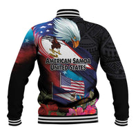 American Samoa and United States Together Baseball Jacket National Flag with Eagle-Hibiscus and Rose