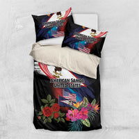 American Samoa and United States Together Bedding Set National Flag with Eagle-Hibiscus and Rose