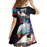 American Samoa and United States Together Family Matching Summer Maxi Dress and Hawaiian Shirt National Flag with Eagle-Hibiscus and Rose