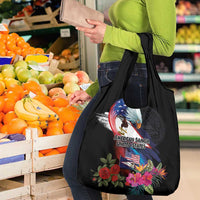 American Samoa and United States Together Grocery Bag National Flag with Eagle-Hibiscus and Rose