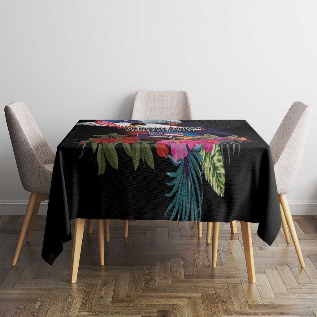 American Samoa and United States Together Tablecloth National Flag with Eagle-Hibiscus and Rose