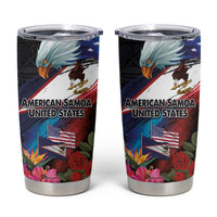 American Samoa and United States Together Tumbler Cup National Flag with Eagle-Hibiscus and Rose