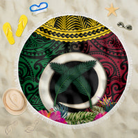 Vanuatu 44th Anniversary Independence Day Beach Blanket Boars Tusk and Namele Plant LT03 One Size 150cm Black - Polynesian Pride