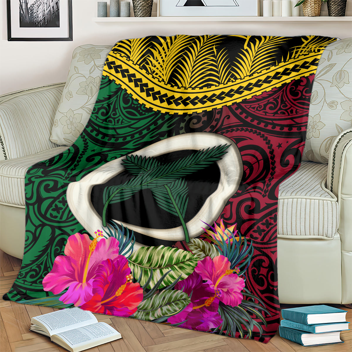 Vanuatu 44th Anniversary Independence Day Blanket Boars Tusk and Namele Plant LT03 - Polynesian Pride