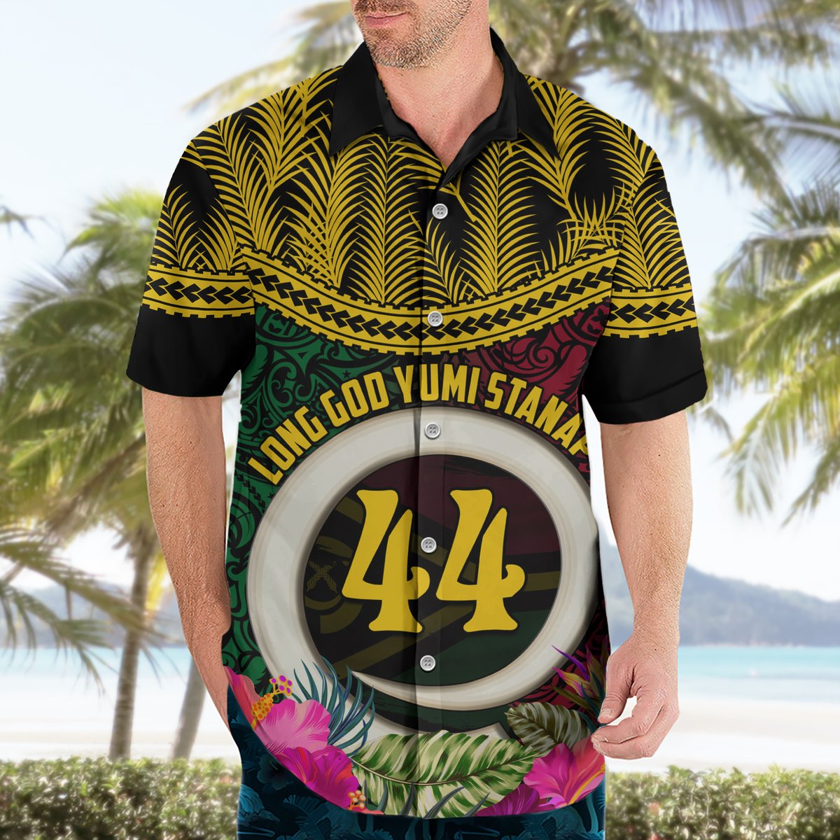 Vanuatu 44th Anniversary Independence Day Hawaiian Shirt Boars Tusk and Namele Plant LT03 - Polynesian Pride