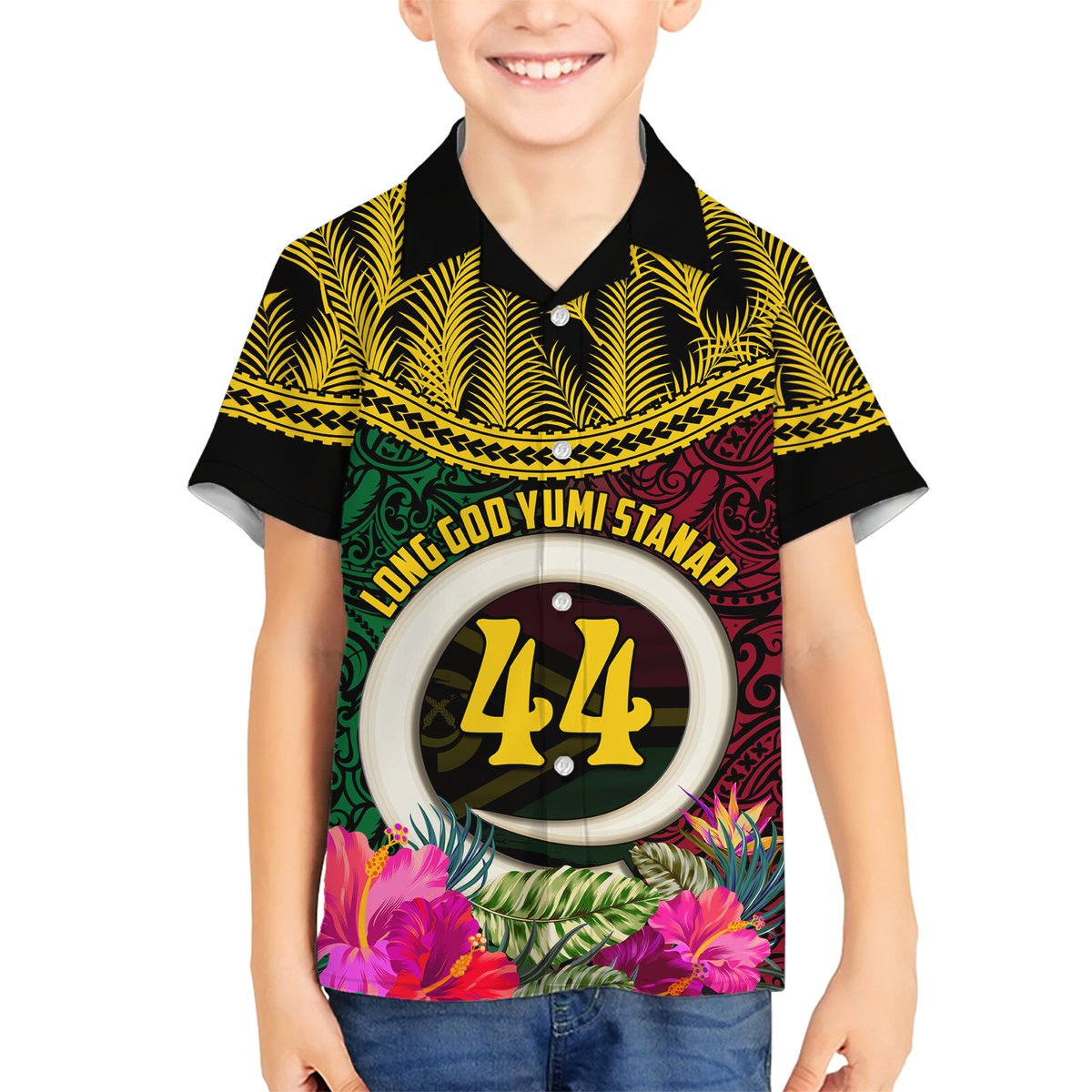 Vanuatu 44th Anniversary Independence Day Hawaiian Shirt Boars Tusk and Namele Plant LT03 - Polynesian Pride