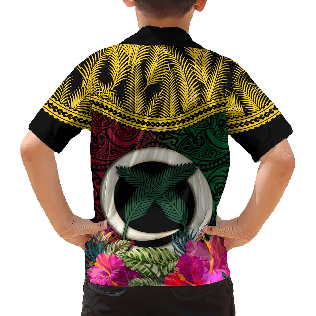 Vanuatu 44th Anniversary Independence Day Hawaiian Shirt Boars Tusk and Namele Plant LT03 - Polynesian Pride