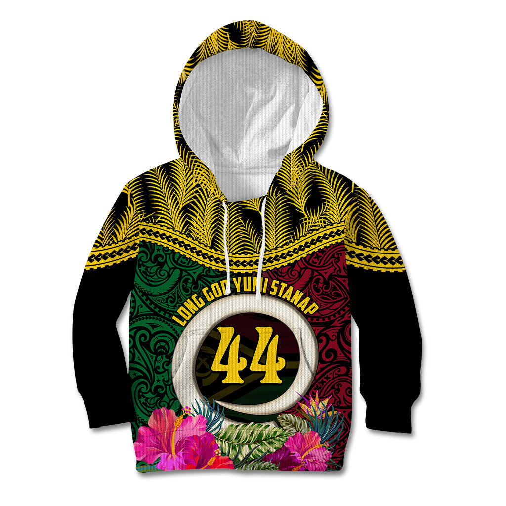 Vanuatu 44th Anniversary Independence Day Kid Hoodie Boars Tusk and Namele Plant LT03