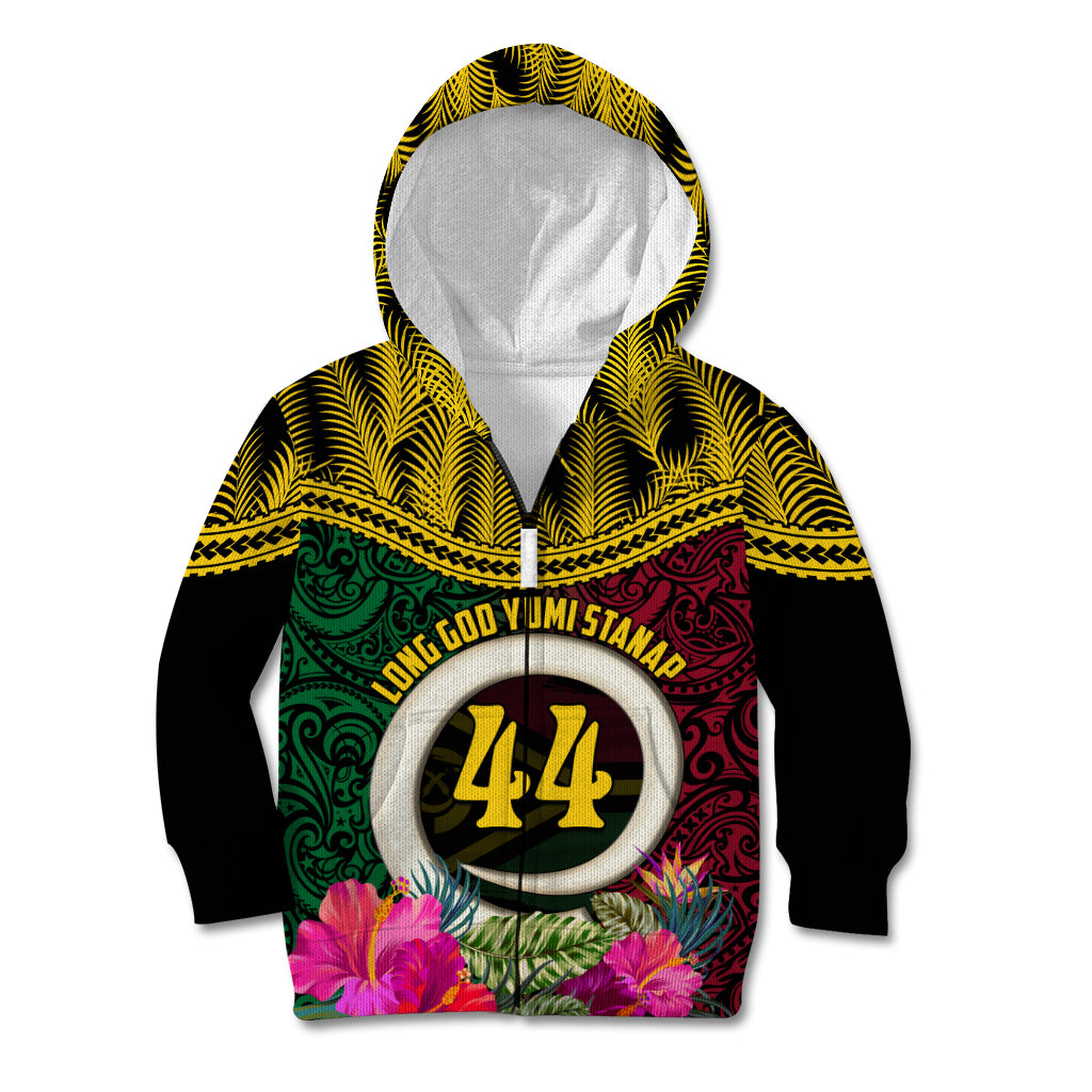 Vanuatu 44th Anniversary Independence Day Kid Hoodie Boars Tusk and Namele Plant LT03