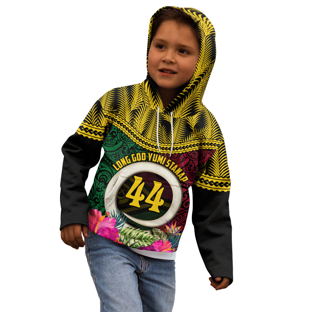 Vanuatu 44th Anniversary Independence Day Kid Hoodie Boars Tusk and Namele Plant LT03