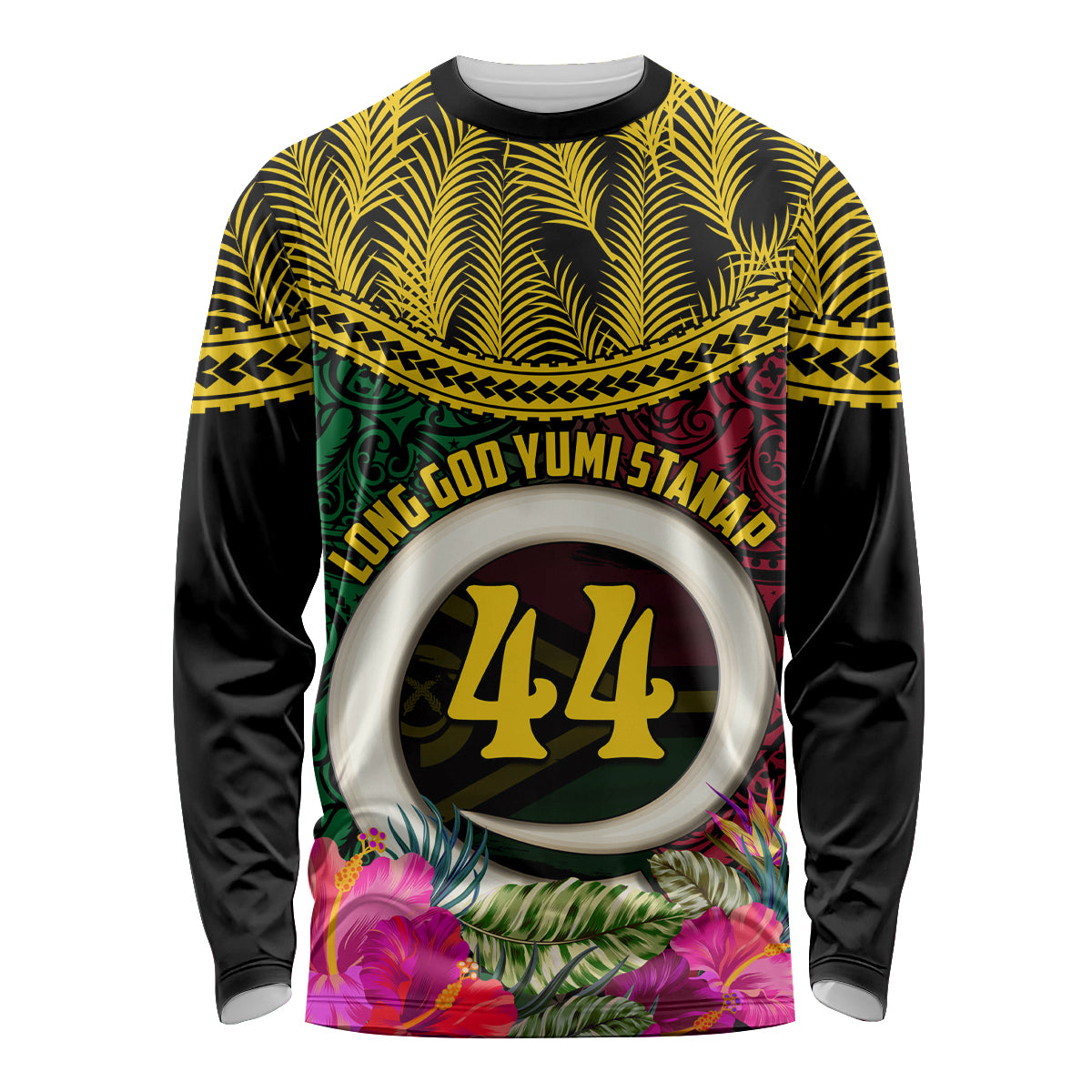 Vanuatu 44th Anniversary Independence Day Long Sleeve Shirt Boars Tusk and Namele Plant LT03