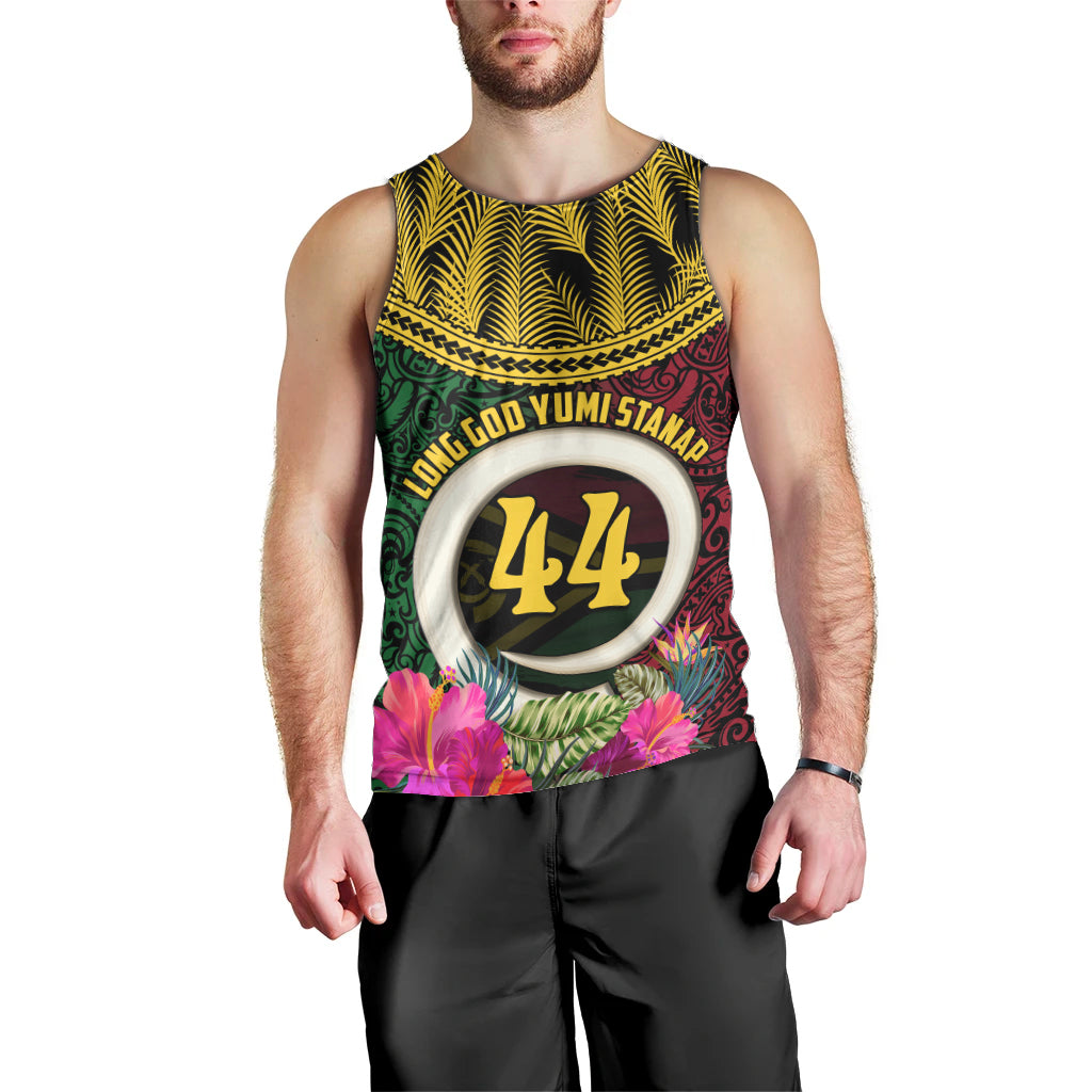 Vanuatu 44th Anniversary Independence Day Men Tank Top Boars Tusk and Namele Plant LT03 - Polynesian Pride