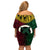 Vanuatu 44th Anniversary Independence Day Off Shoulder Short Dress Boars Tusk and Namele Plant LT03