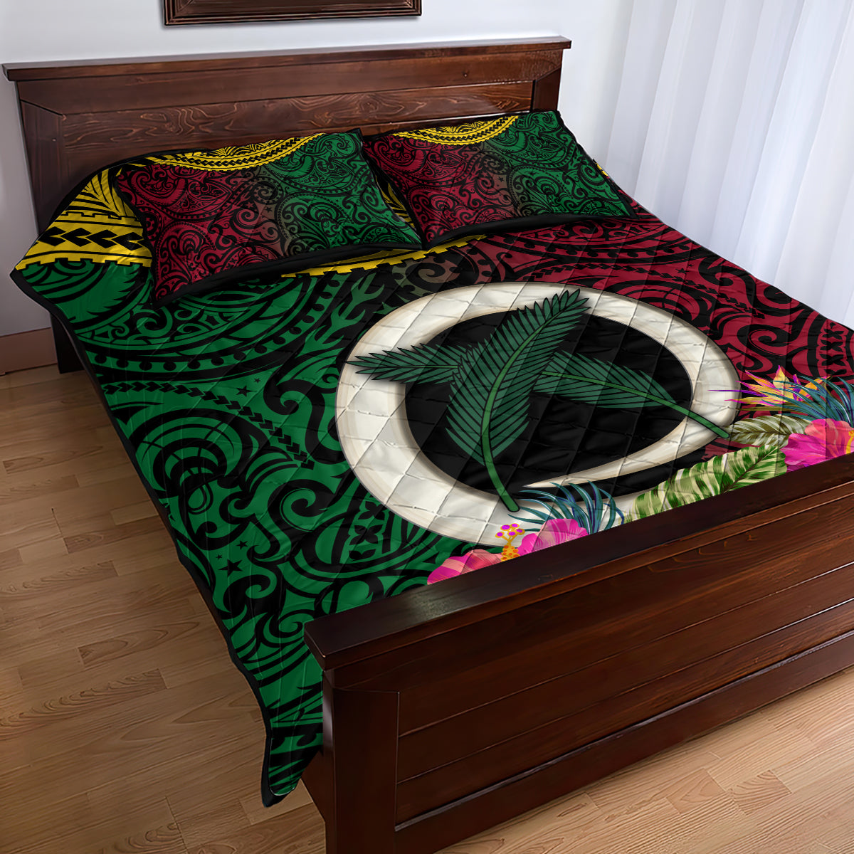 Vanuatu 44th Anniversary Independence Day Quilt Bed Set Boars Tusk and Namele Plant LT03 - Polynesian Pride