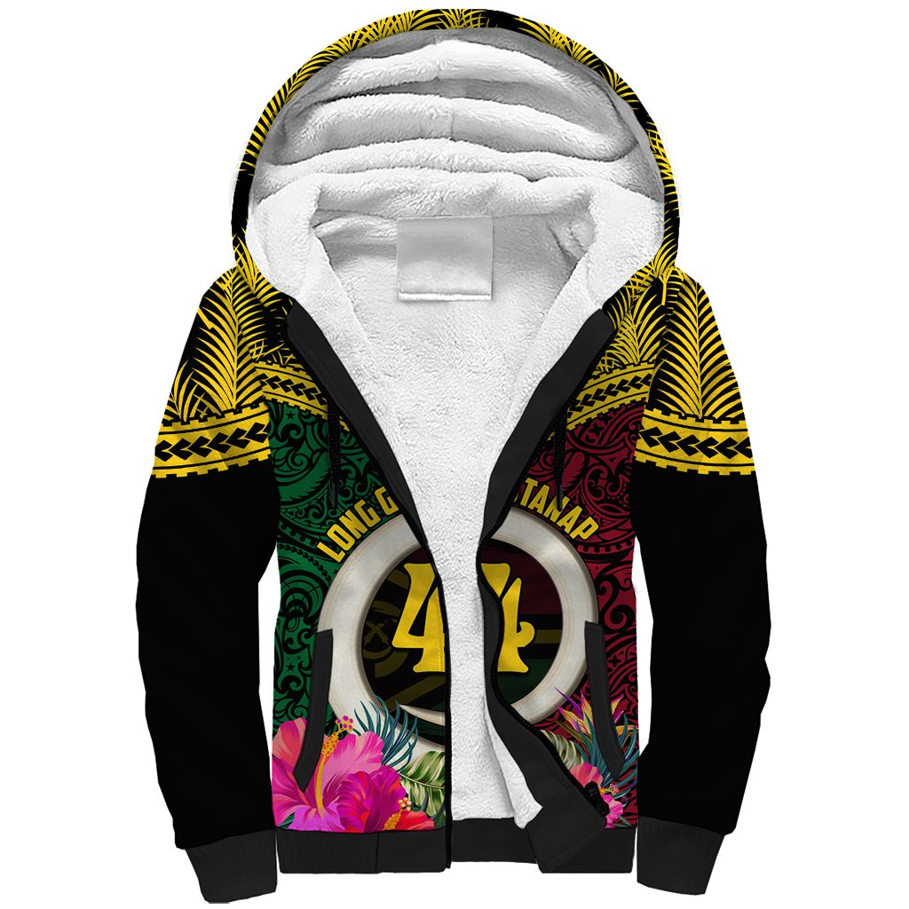 Vanuatu 44th Anniversary Independence Day Sherpa Hoodie Boars Tusk and Namele Plant LT03 Unisex Black - Polynesian Pride