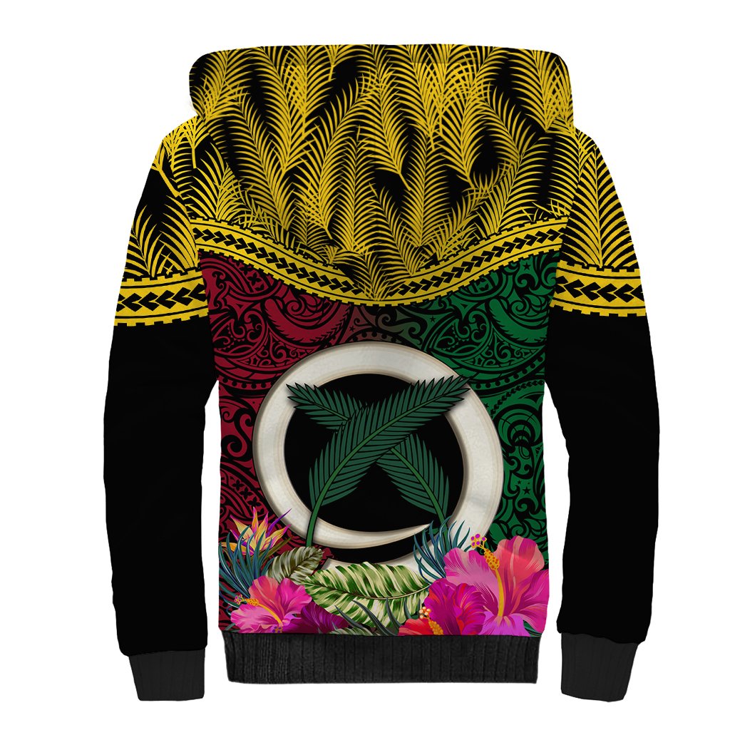 Vanuatu 44th Anniversary Independence Day Sherpa Hoodie Boars Tusk and Namele Plant LT03 - Polynesian Pride