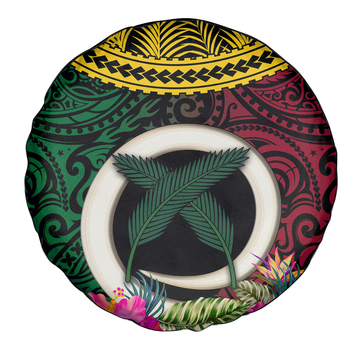 Vanuatu 44th Anniversary Independence Day Spare Tire Cover Boars Tusk and Namele Plant LT03 - Polynesian Pride