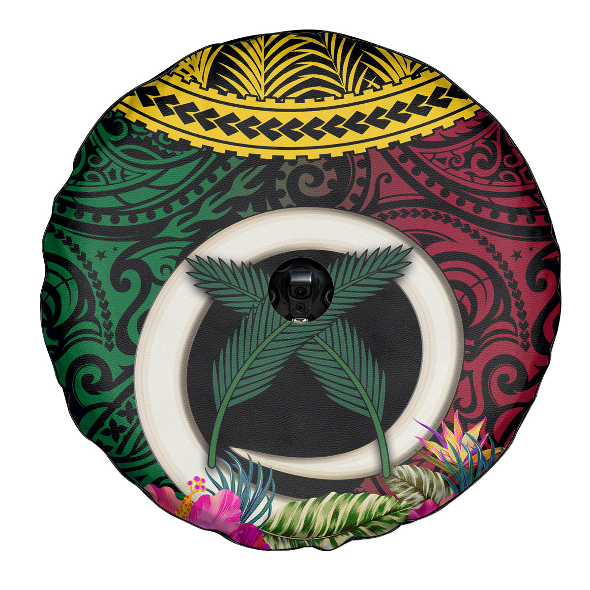 Vanuatu 44th Anniversary Independence Day Spare Tire Cover Boars Tusk and Namele Plant LT03 - Polynesian Pride