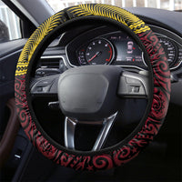 Vanuatu 44th Anniversary Independence Day Steering Wheel Cover Boars Tusk and Namele Plant LT03 - Polynesian Pride