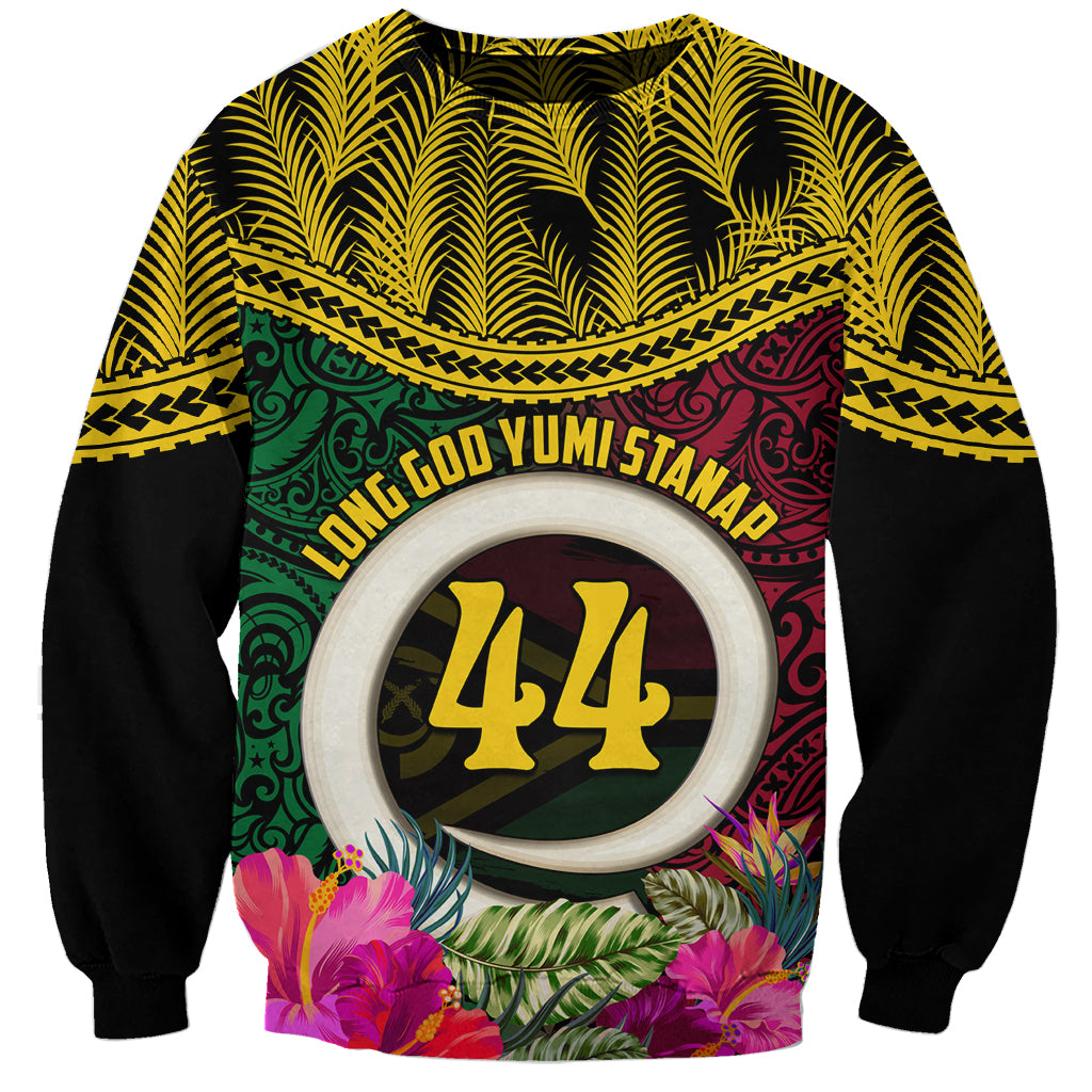 Vanuatu 44th Anniversary Independence Day Sweatshirt Boars Tusk and Namele Plant LT03 Unisex Black - Polynesian Pride