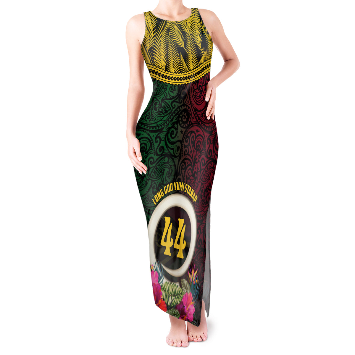 Vanuatu 44th Anniversary Independence Day Tank Maxi Dress Boars Tusk and Namele Plant LT03