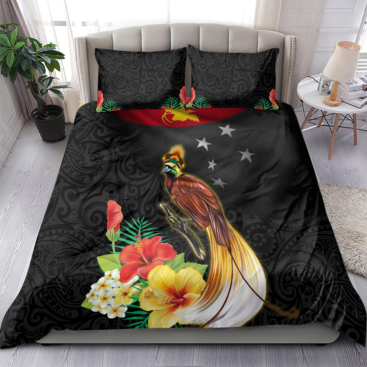 Papua New Guinea Independence Day Bedding Set PNG Flag and Bird-of-Paradise LT03 - Polynesian Pride