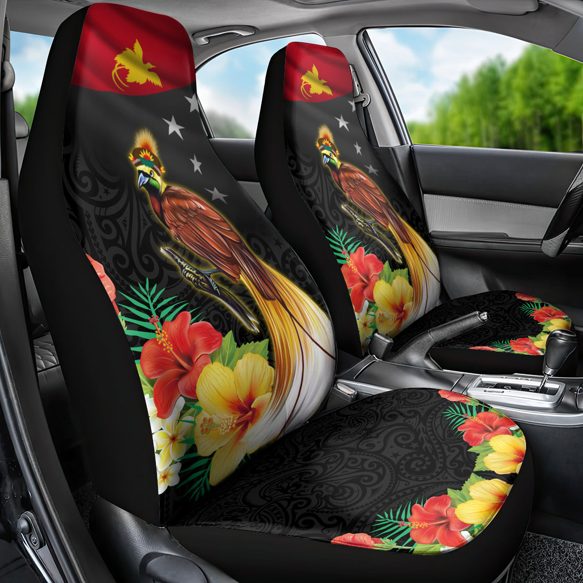 Papua New Guinea Independence Day Car Seat Cover PNG Flag and Bird-of-Paradise